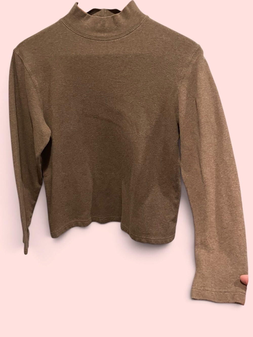 Cute 90s clssic nutmeg brown cotton stretch mock neck top normcore basics